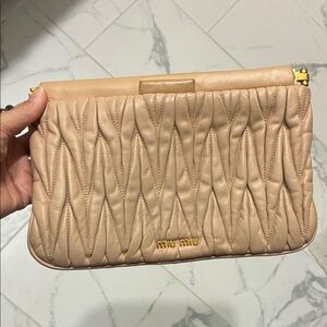 Miu Miu Beige Ruched Clutch